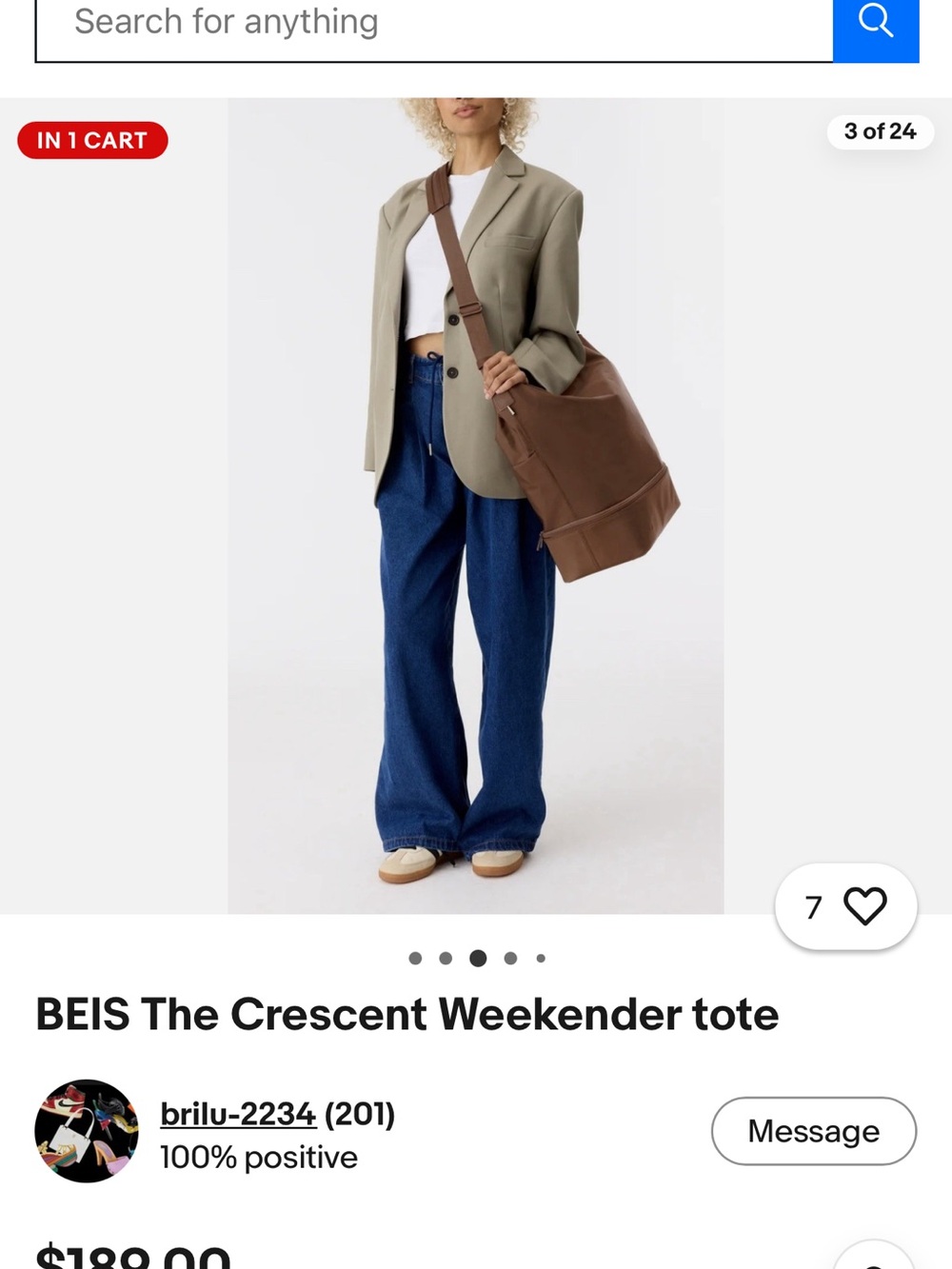 BEIS The Crescent Weekender Tote In MAPLE - Picture 4 of 9